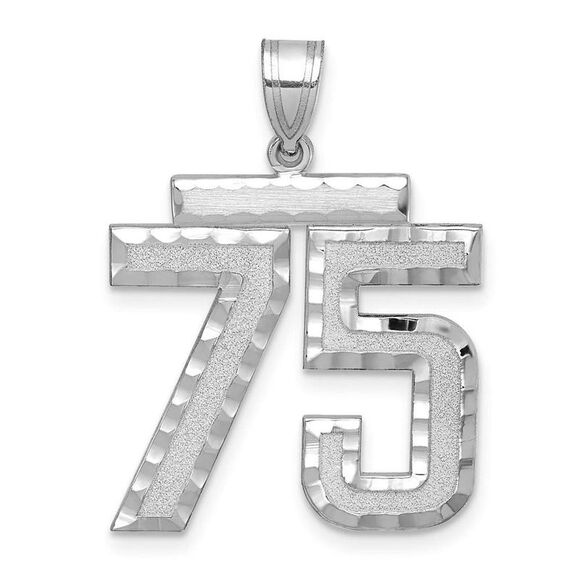 14k White Gold Varsity Collection Large D/C Pendant Number 75